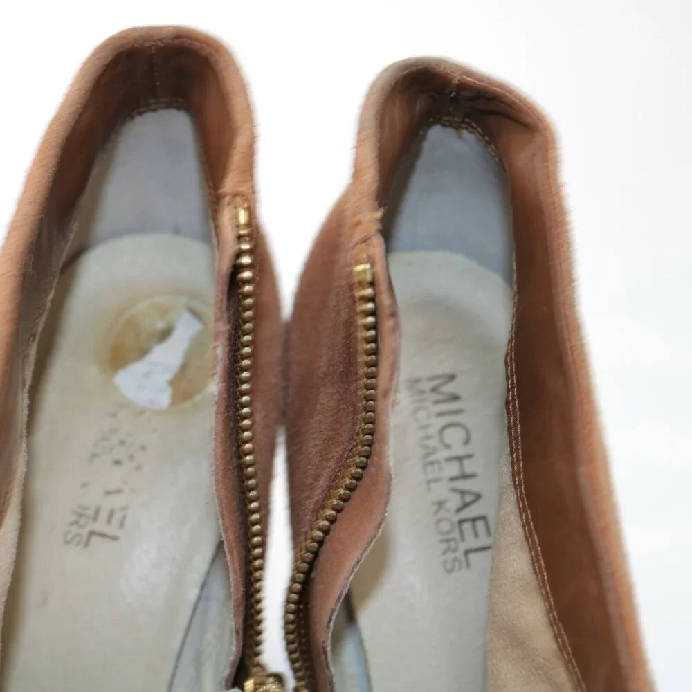 Michael Kors Womens Haven Boot Size 8 Camel Tan Suede Block Heel Platform Bootie